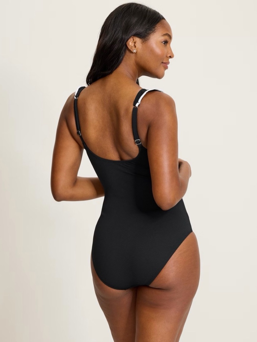 TOMMY BAHAMA WOMENS ISLAND CAYS 1 PIECE SWIMSUIT SIZE 12 BLACK/WHITE NWT! - Picture 2 of 5